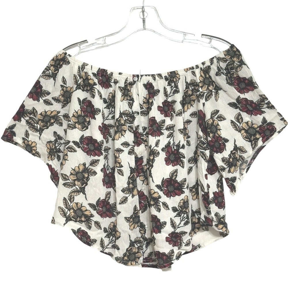 Rebel Sugar Crop Top Womens White Floral Off Shoulder Boho Festival Romantic L
